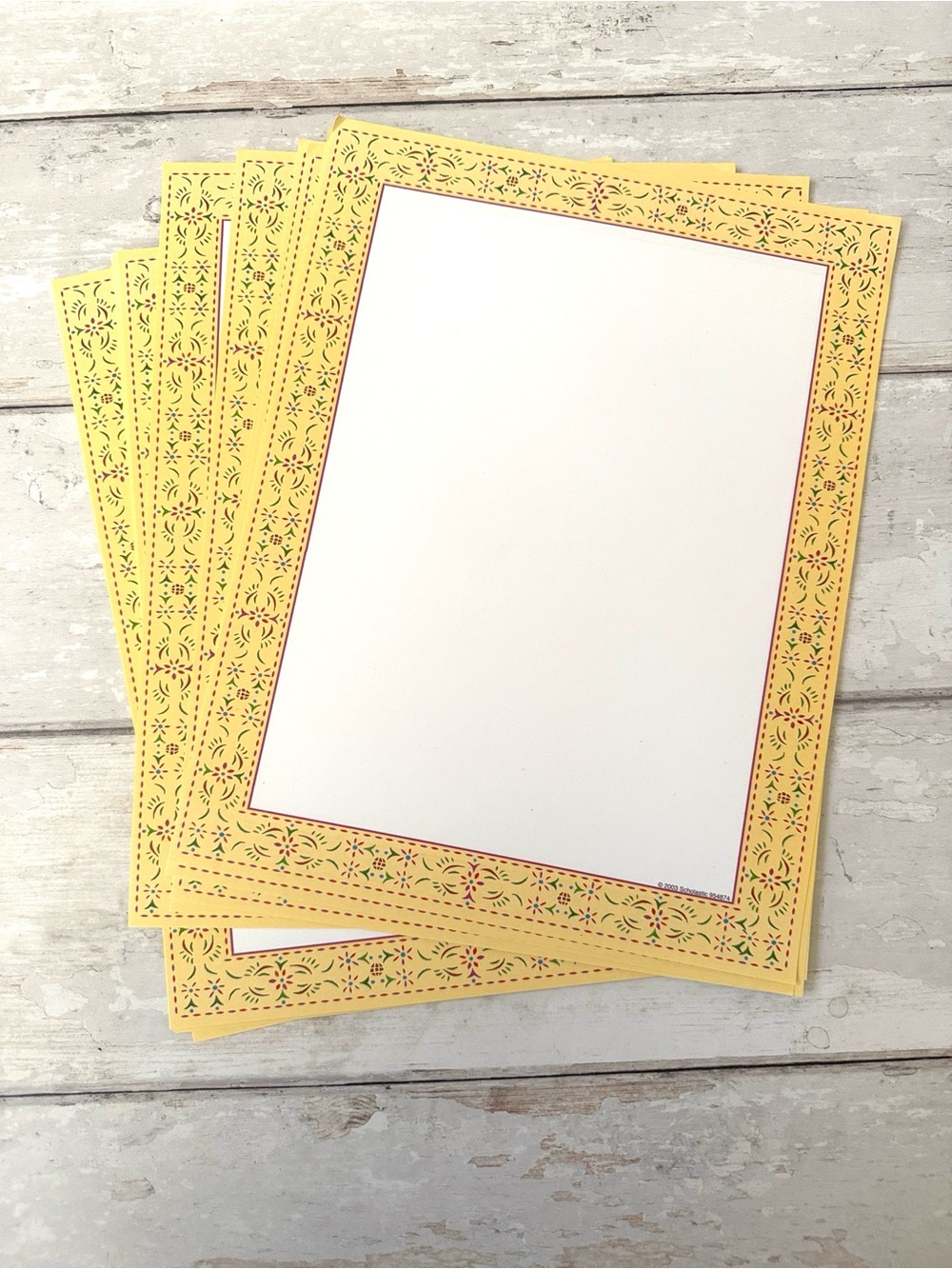 Stationary Paper Set Roughly 20 Sheets Gold Yellow Floral Printer Size 8.5x11in